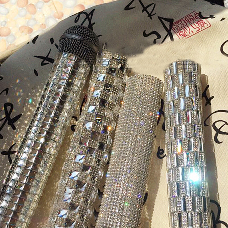 Rhinestone Microphone Handle Cover Sleeve Protector Prop Sparkly Accessories