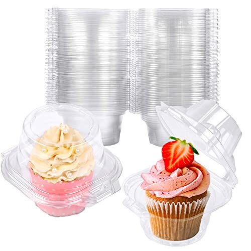 50 Pack Individual Cupcake Containers Plastic Cupcake Boxes Cupcake Holders Stac