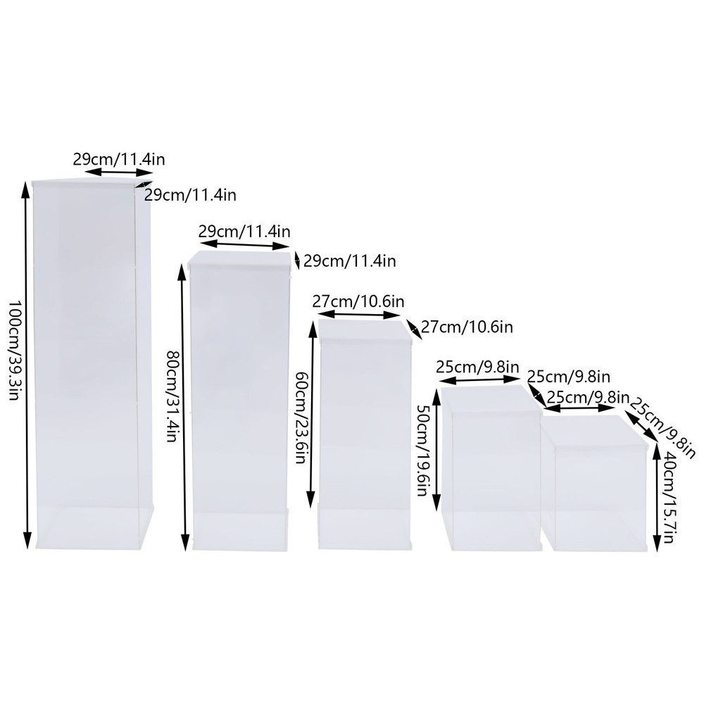 Acrylic Display Box Rectangular Floral Display Box Freestanding New 5 Pieces