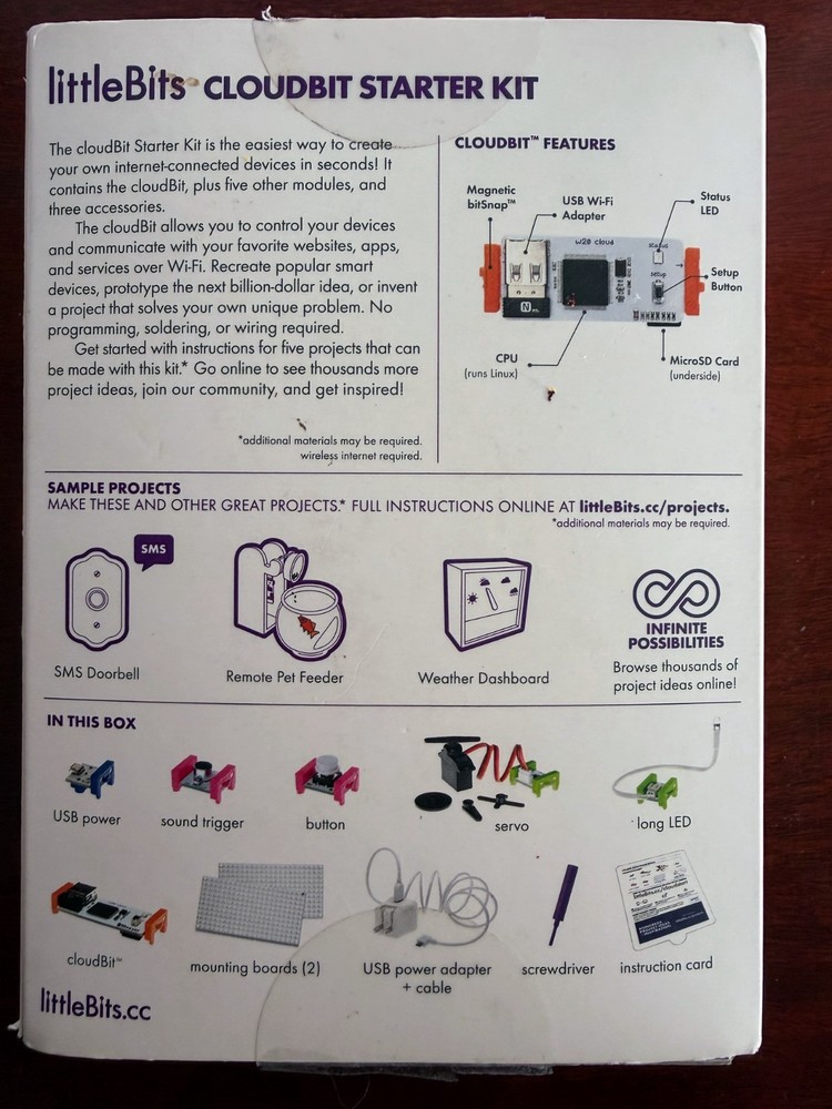 NEW littleBits CLOUDBIT STARTER KIT Electronic Building Blocks AGES 14+