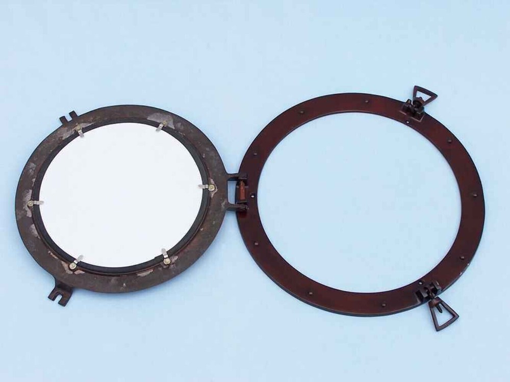 Antique Copper Decorative Ship Porthole Mirror 24"