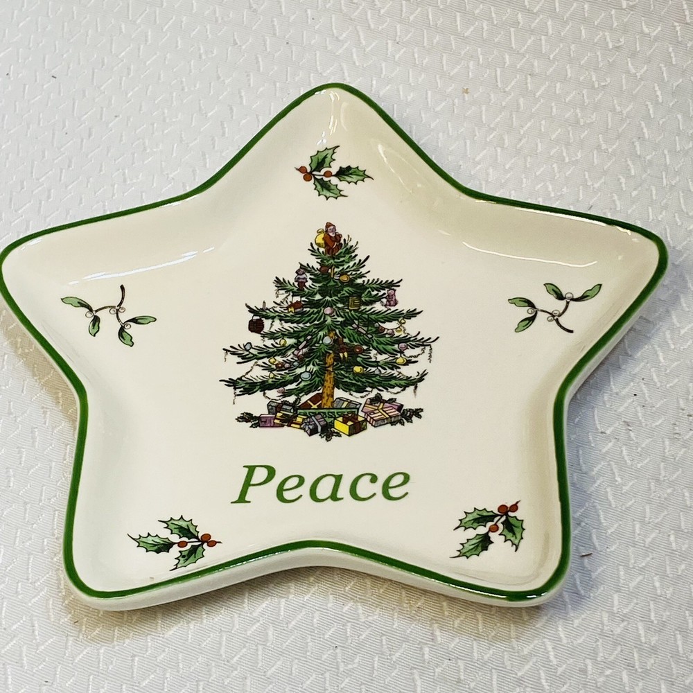 Spode Small 5" Star Shape Christmas Tree Dish Peace Santa original packaging