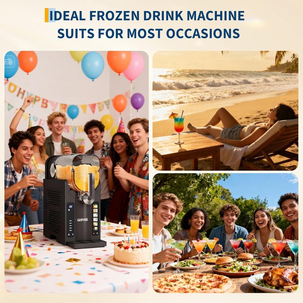 88 Oz Slushie Machine with LED Display & 6 Pre-Set Programs for Home