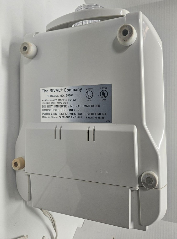 Rival Pasta Chef Pasta Maker PM1000 WORKS Incomplete Missing Shaft