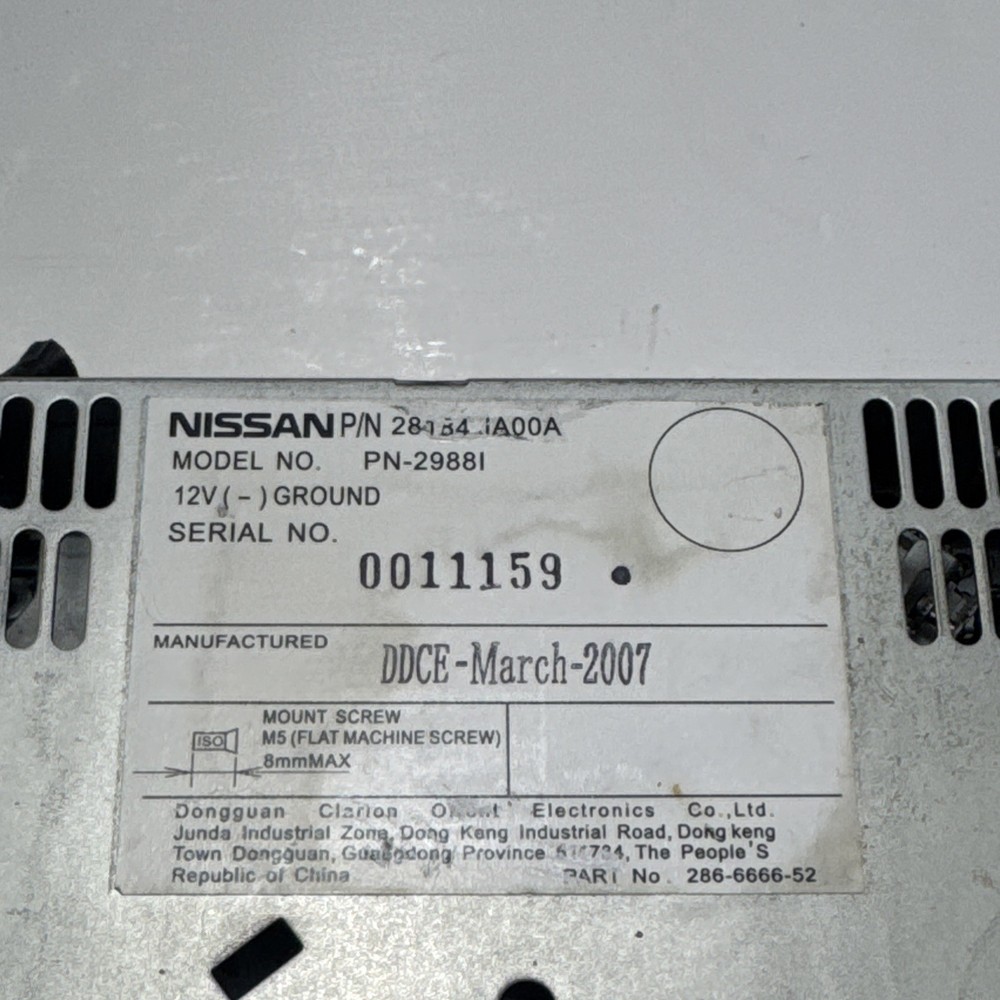 2007 - 2009 Nissan Altima 6 Disc CD Changer OEM 28184-JA00A