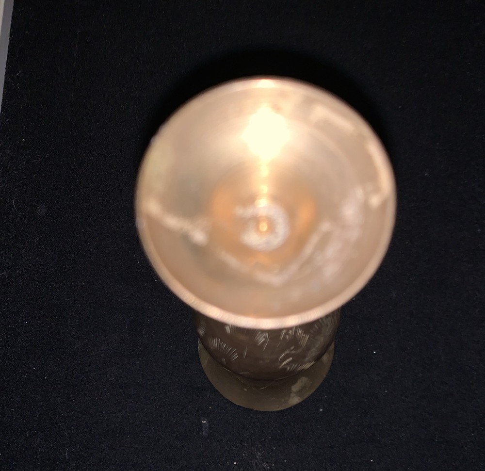 Vintage Solid Brass Small Vase 6 Inch - Etched