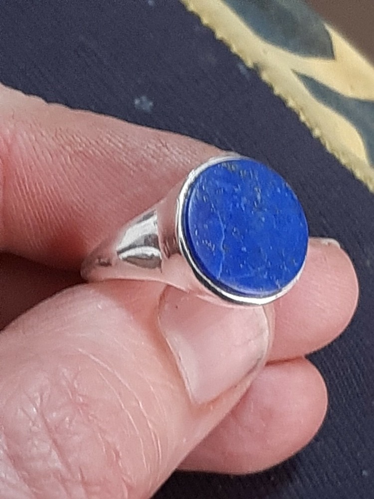 925 SILVER RING MEN SOLITAIRE SEAL lapis lazulo lapis lazulo