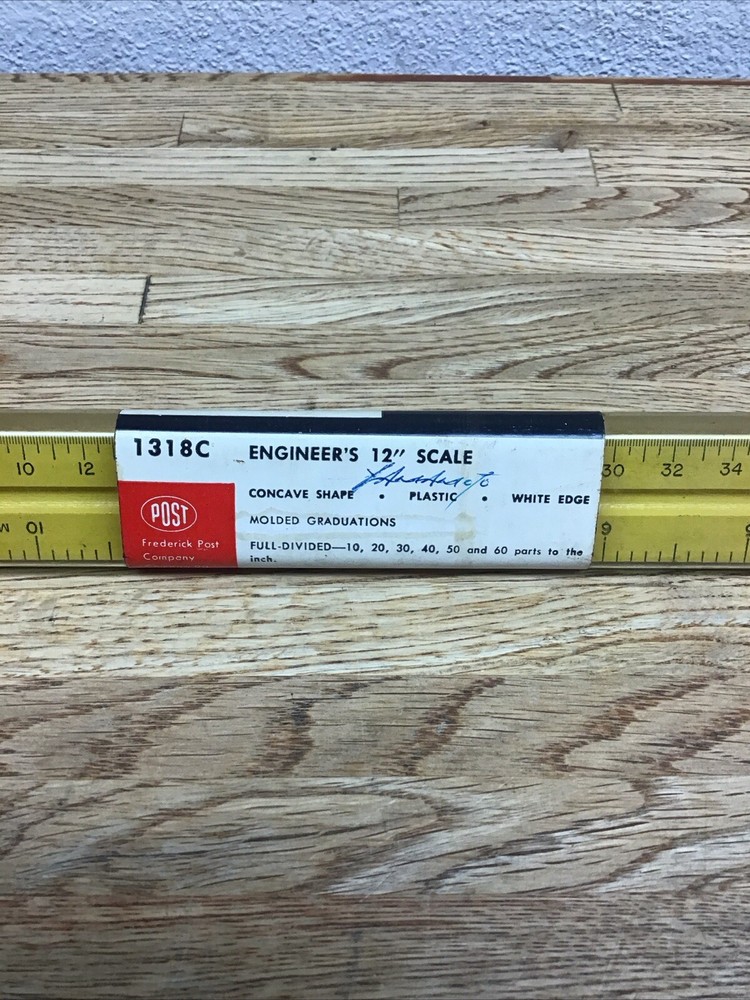 1318c Engineer 12" Scale Concave Shape In Plastic Container EUC C-4