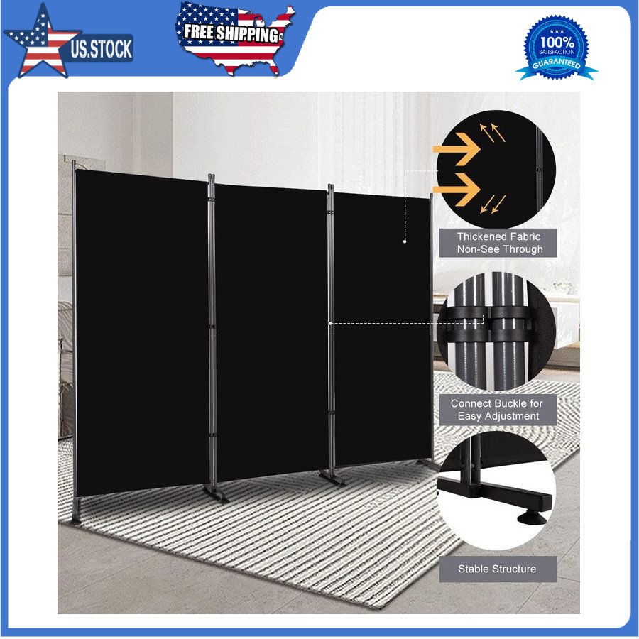 6FT 3-Panel Folding Room Divider Privacy Screen Freestanding Fabric