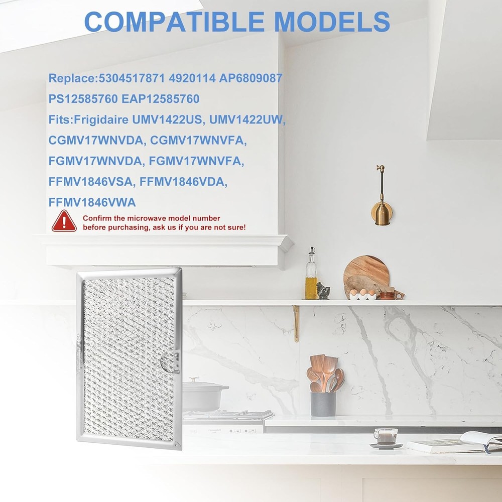 2 Pack Microwave Vent Filter Replacement (5" x 7-5/8")