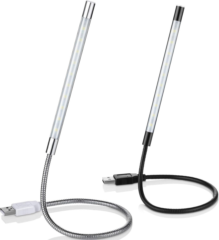 2 Pieces USB LED Light for Laptop Keyboard Light Gooseneck Computer Lamp Flexibl