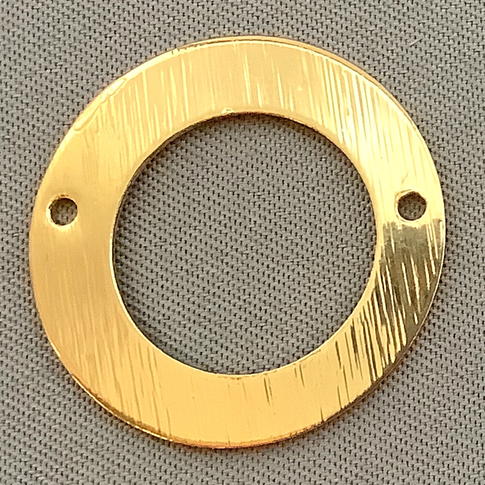 Textured Concave Circle 2 Loop Links 22mm Gold Plated Copper Q4 Per Pkg