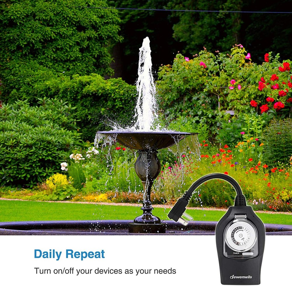 DEWENWILS Outdoor Light Timer Outlet Timer Switch for Lights Programmable
