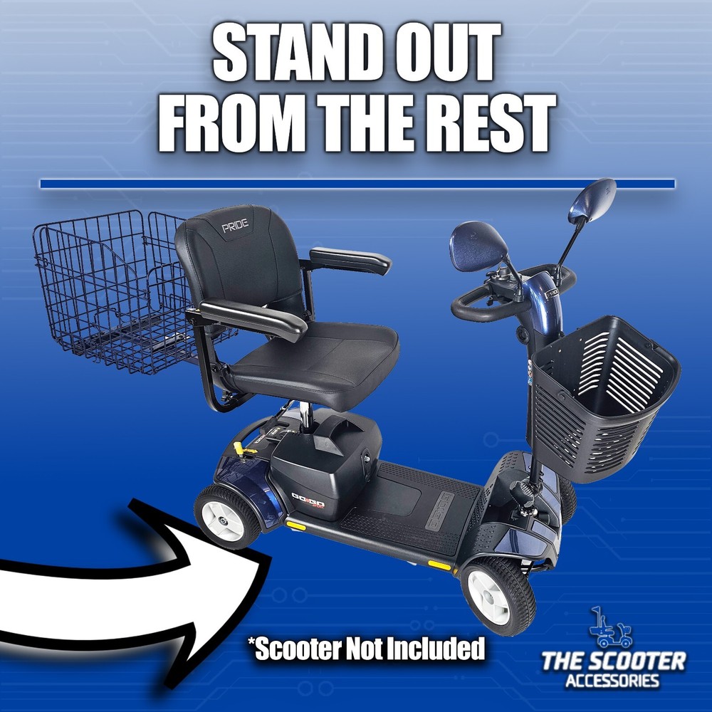 Foldable Folding Scooter Rear Basket & Rear View Mirror Pair BUNDLE - BLUE