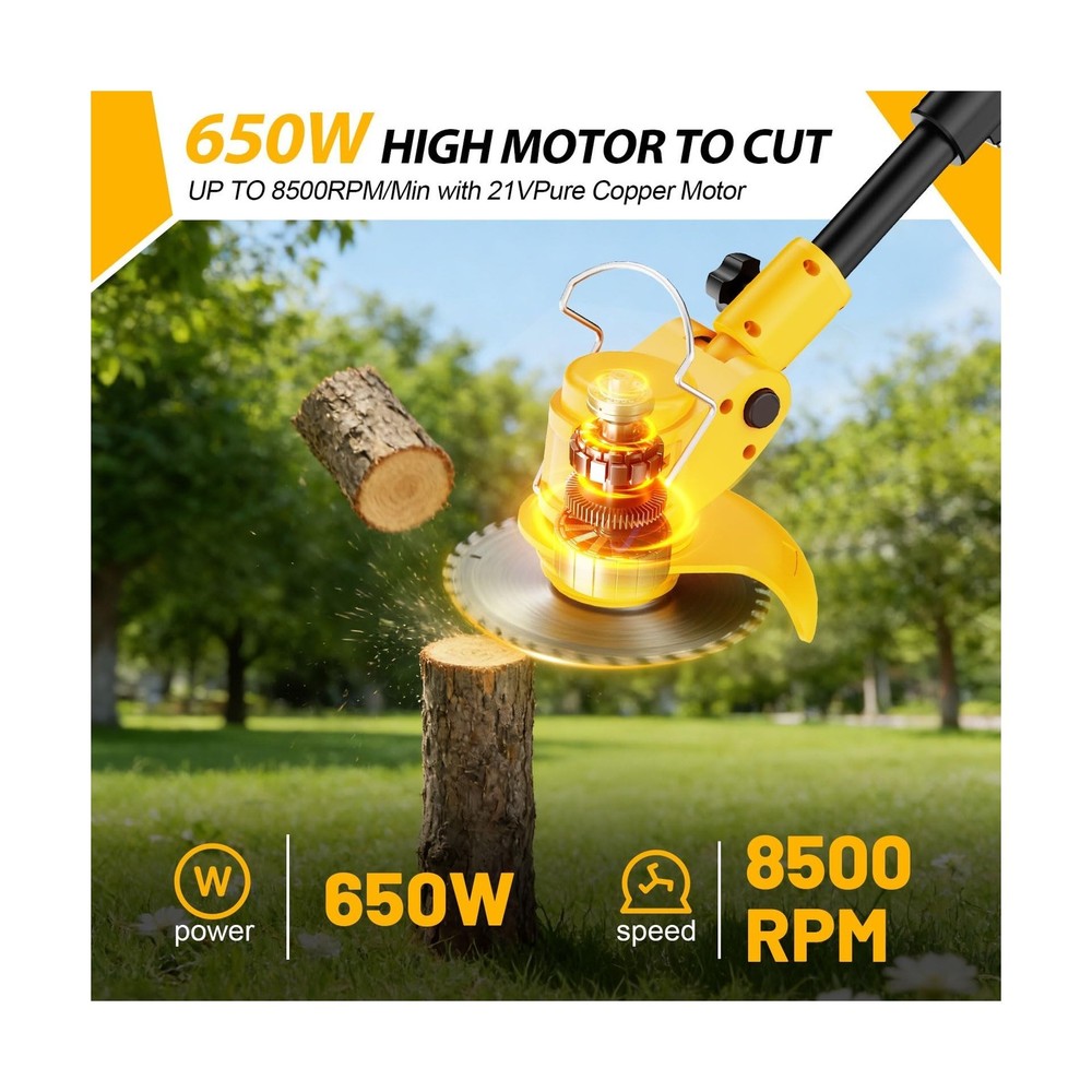 Electric Weed Wacker Cordless, Electric String Trimmer with 3 Types Blades & ...