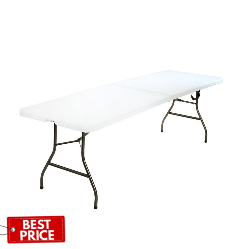 Cosco 8 Foot Centerfold Folding Table, White, Sturdy Frame, Durable Construction