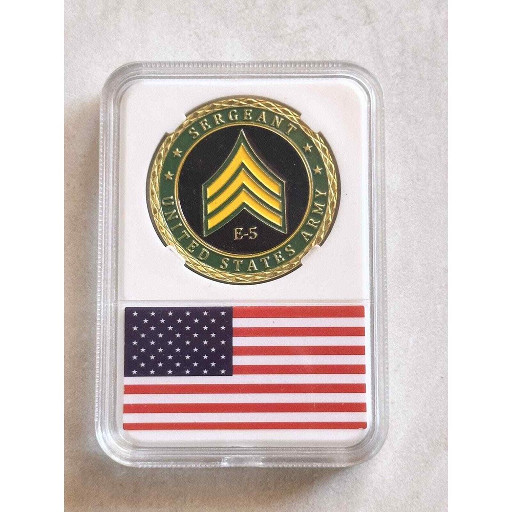 US ARMY " SERGEANT E-5 " Challenge Coin With Case.
