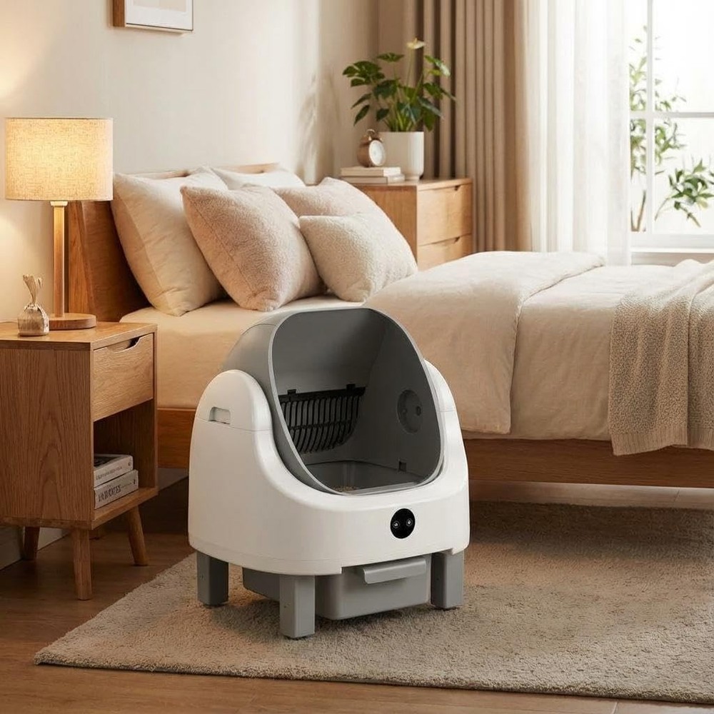 Self Cleaning Litter Box Open Top Automatic Litter Box 9L Waste Bin APP Control