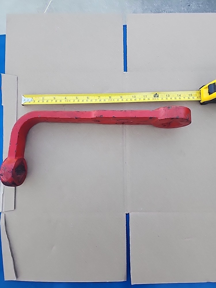 Vintage Fire Hydrant Spanner Wrench, Cast Iron, Red Paint. Old Tool