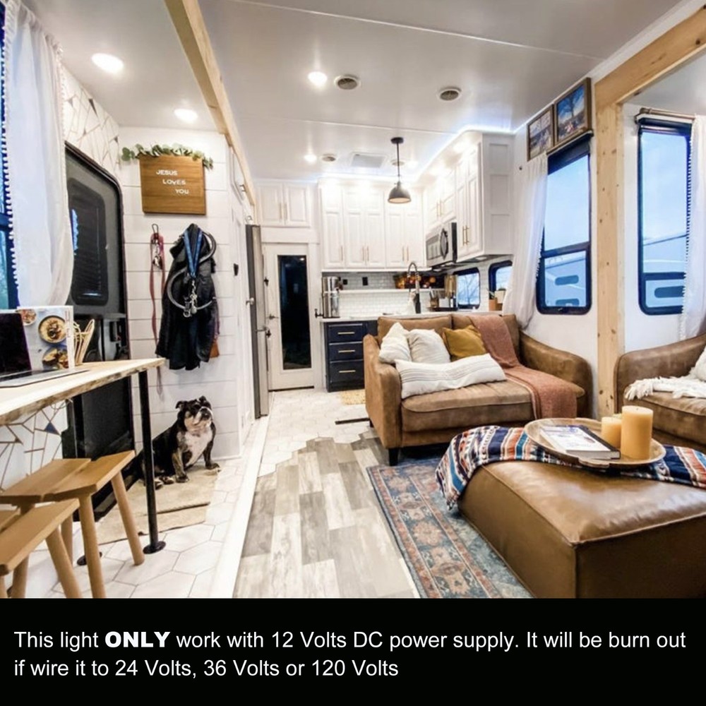 Facon 4.5" LED RV Puck Light 2Pack 12V Dome Light with Switch for RVs, Motorhome