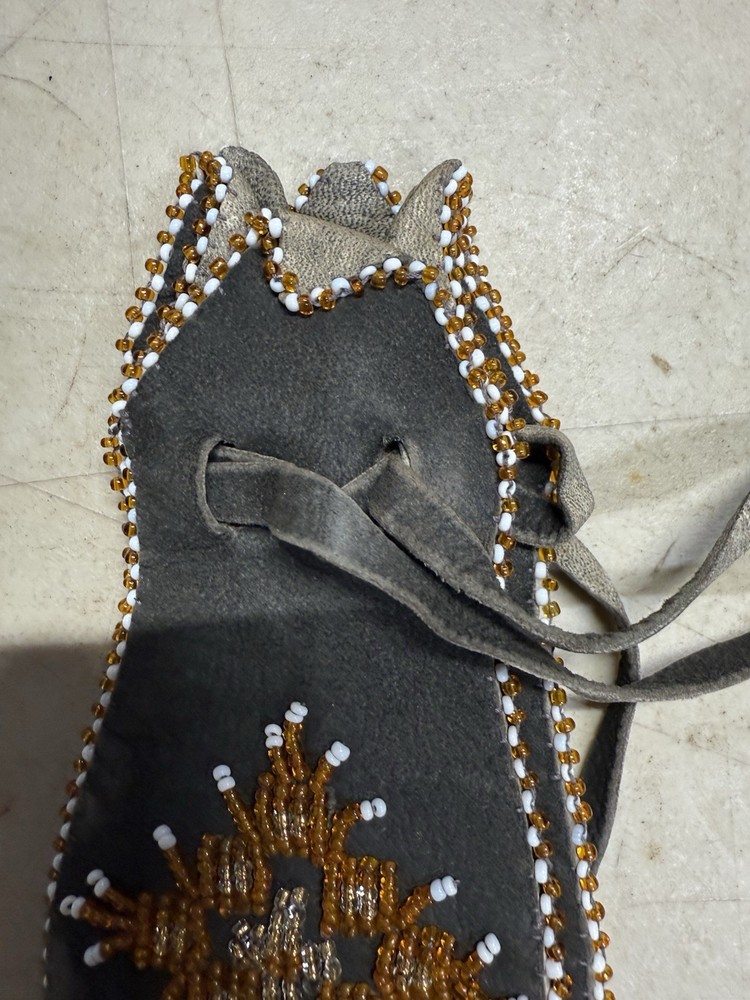 Black And Brown Suede Sequin Drawstring Bag/Purse