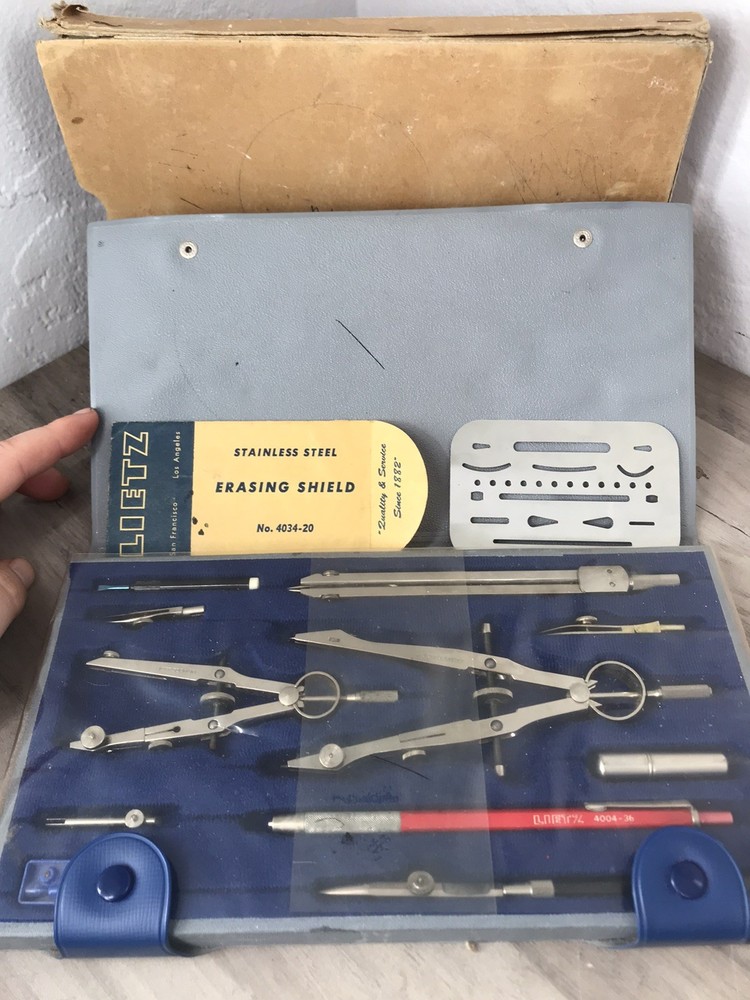 Vintage LEITZ Co.  Fine Drawing Instruments Drafting Tool Set Complete 3015-32