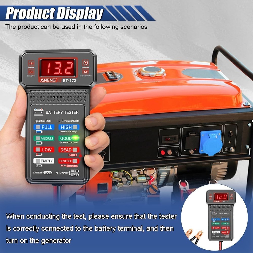 12V Car Battery Tester LCD Voltmeter Alternator Charging System Analyzer Tool.