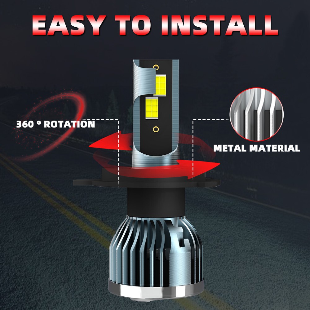 2X H4/9003 LED Headlight Bulb Conversion Kit High/Low Beam Super Bright 6500K