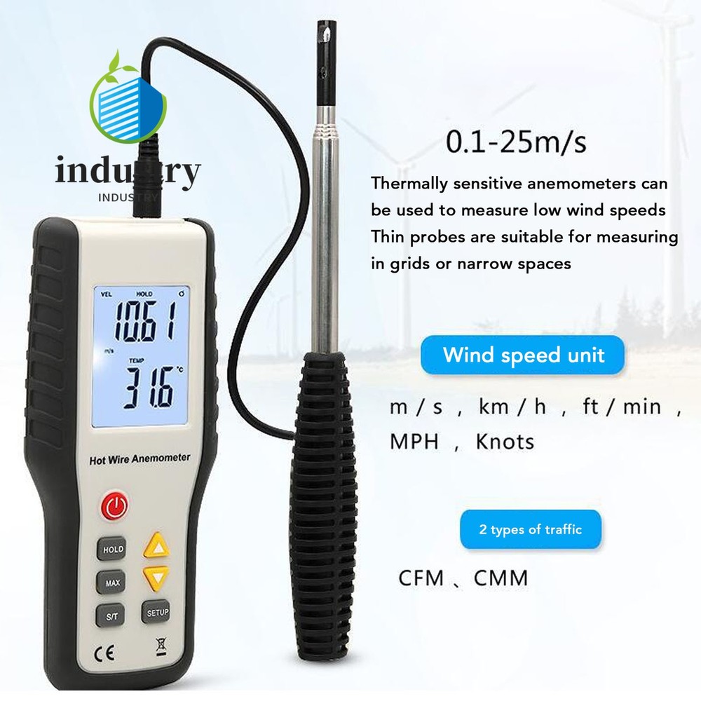 HT9829 Multifunctional Handheld Wind Speed Meter Thermal Anemometer LCD Display