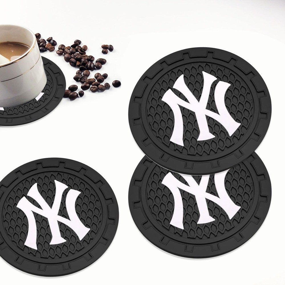 Car Cup Holder Insert Coasters for Yankees Coasters, 2PCS NY Medium, Black-4