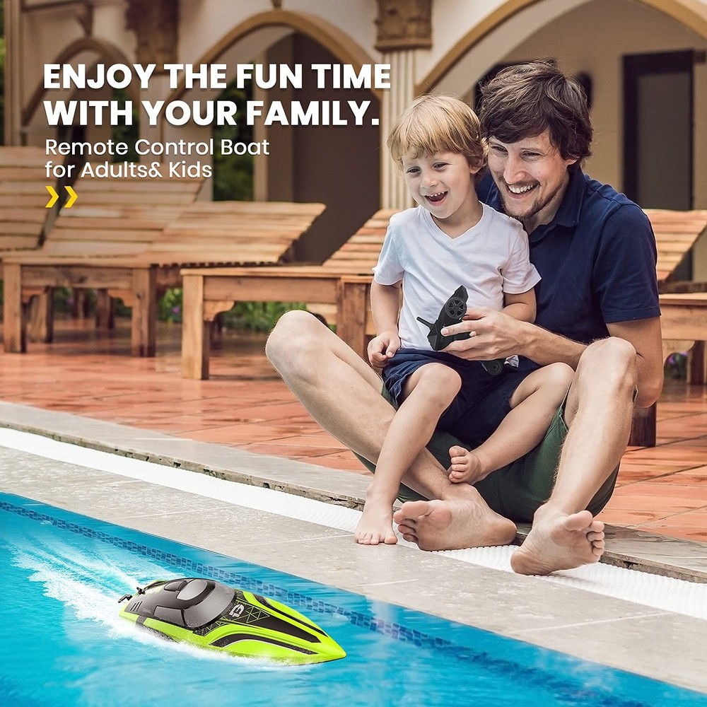 DEERC RC Boat with LED Light, 30+ Mins, Self Righting Remote Control Boat for...