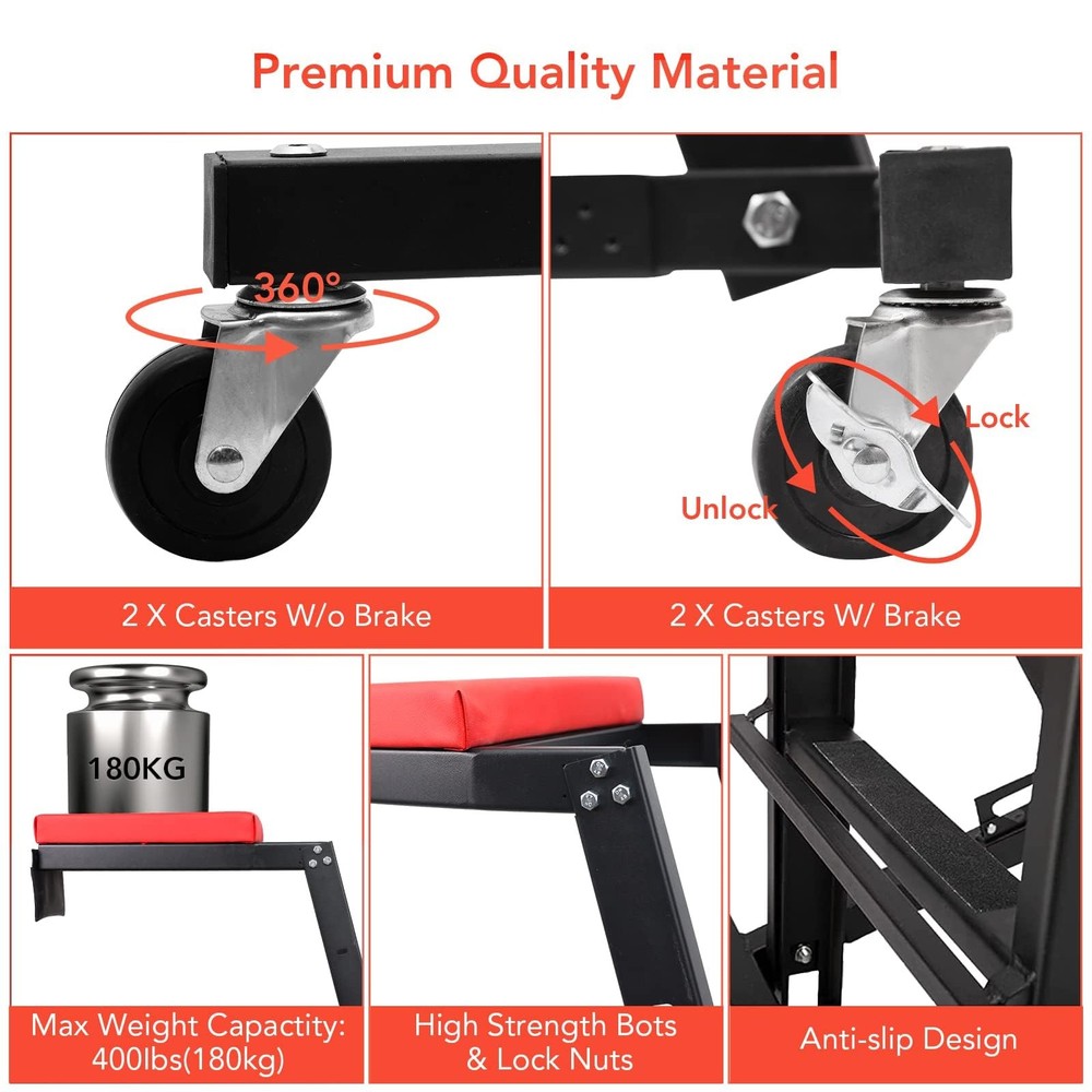 400LBS Foldable Topside Automotive Engine Creeper with 48"-66" Adjustable Height
