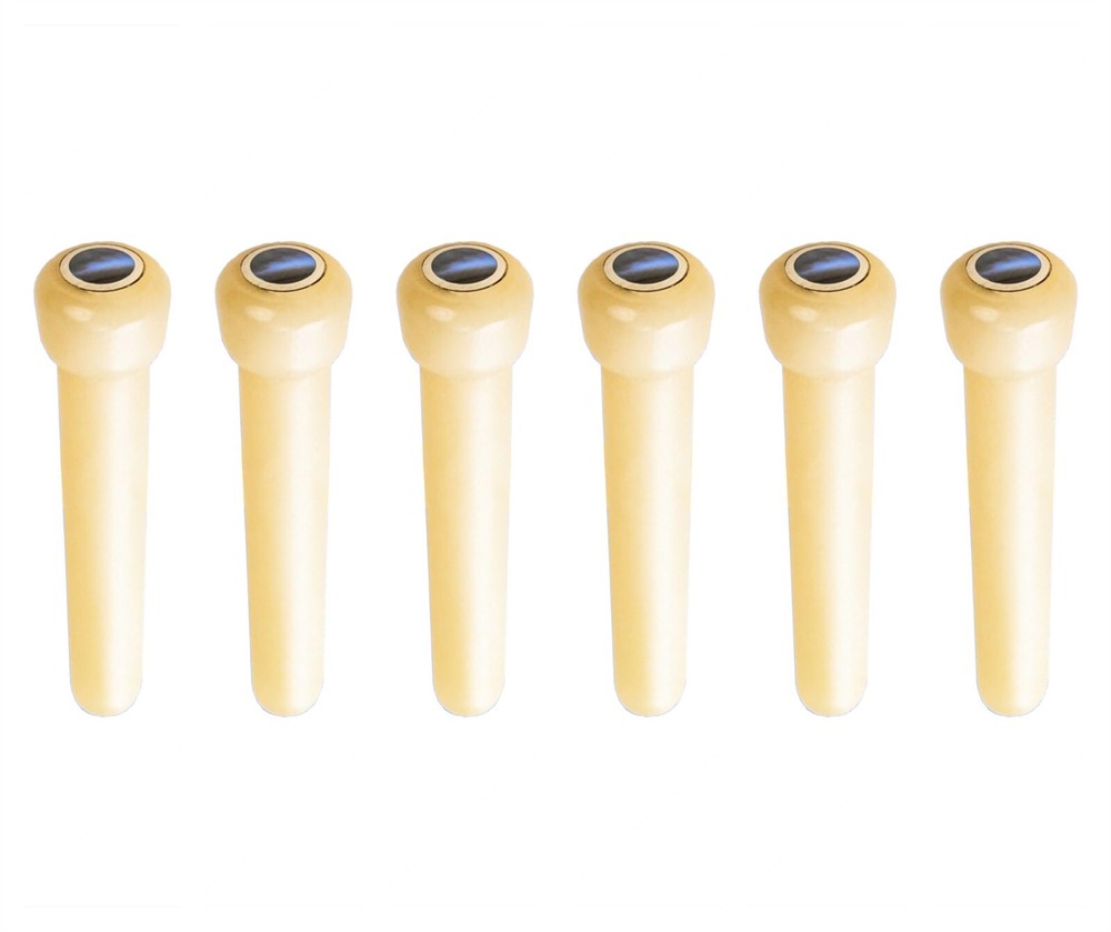 6x Guitar Pin Unbleached Bone Abalone shell Dot Luthier Bridge Nut Saddle H03