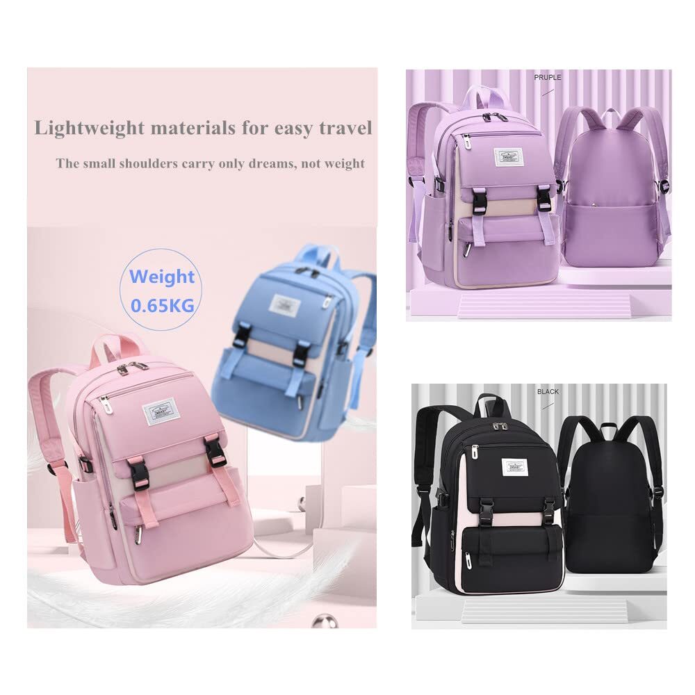 Kids Backpack Solid Color Girls Elementary Middle School Casual Daypack Light...