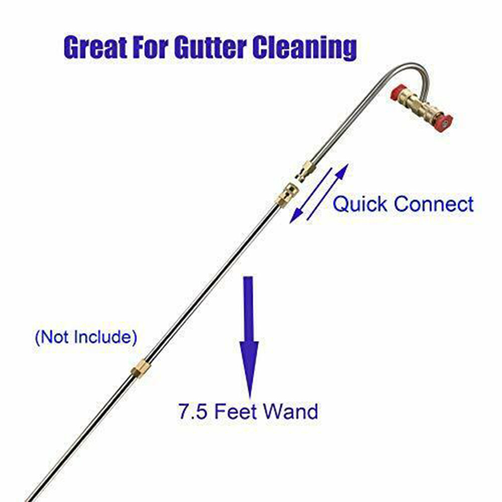 Gutter Cleaner Attachment For Pressure Washer W/ 4 Nozzles Tips 1/4" Accessory