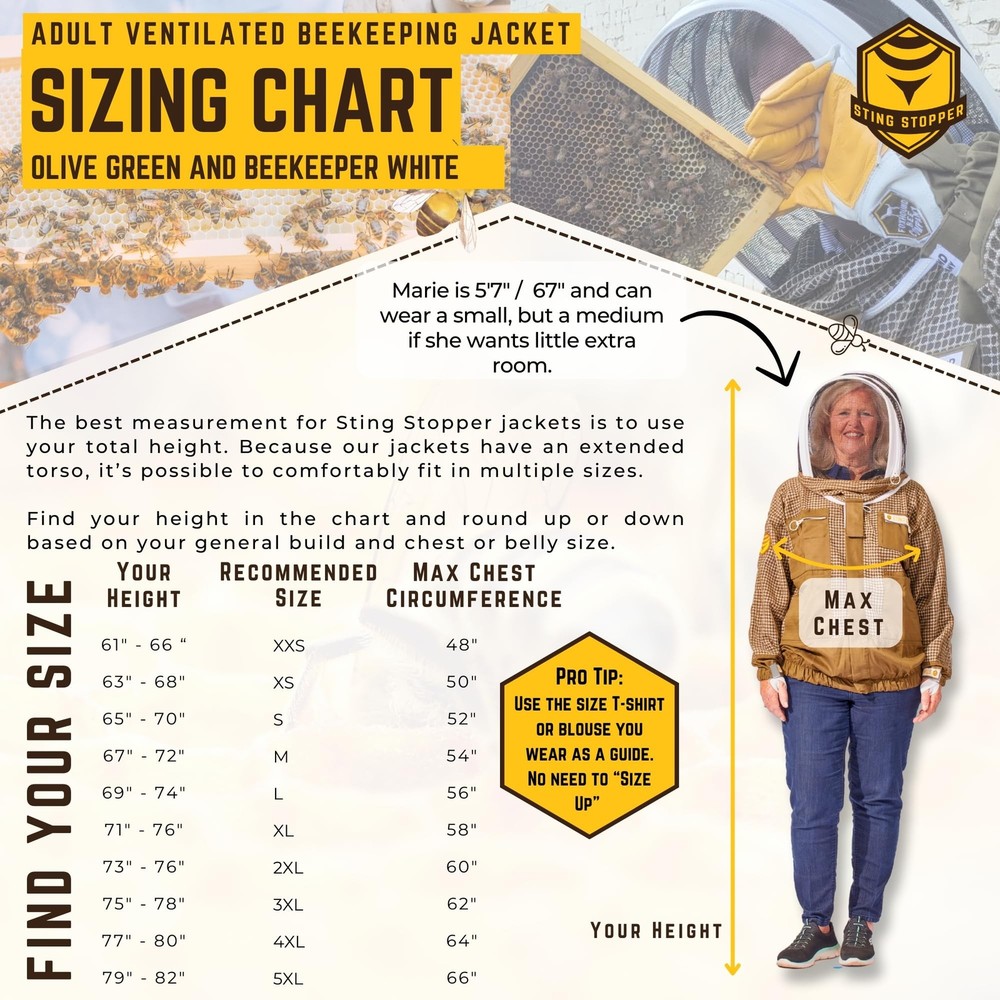 Sting Stopper Ventilated Beekeeping Jacket with Extended Toros, Quick Pullove...