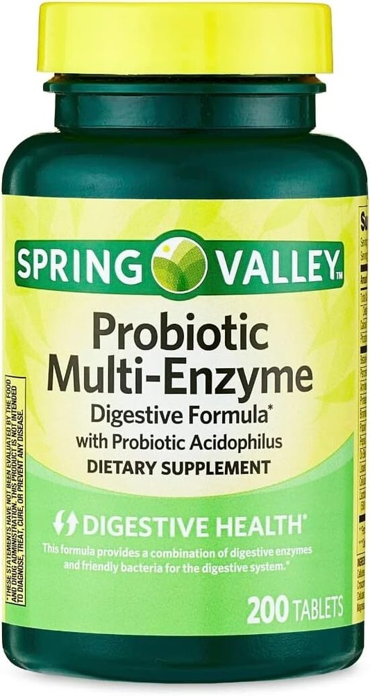 Spring Valley Probiotic Multi-Enzyme Digestive Formula Tablets 200 Count