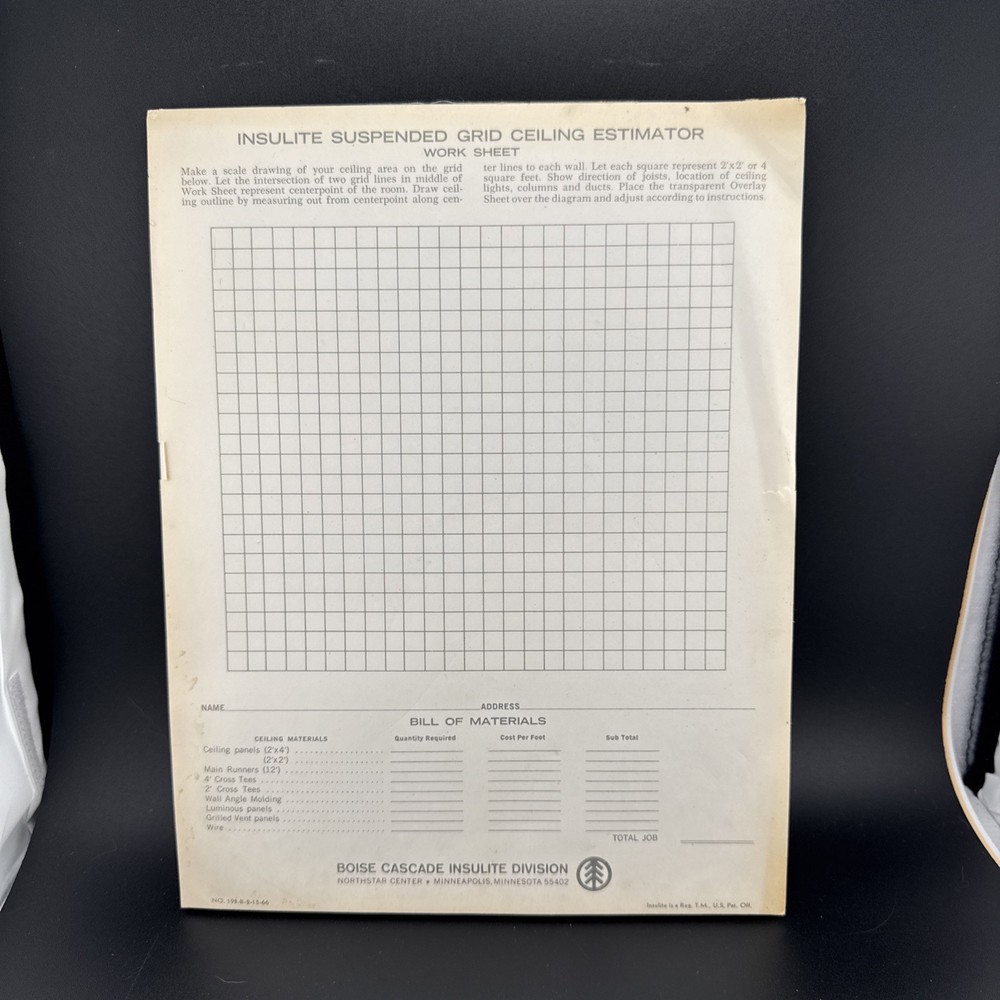 INSULITE SUSPENDED GRID CEILING GRID NOTEPAD