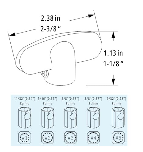 Universal Window Operator Tee Handle,Casement Window Crank Handles, H Pack of 2