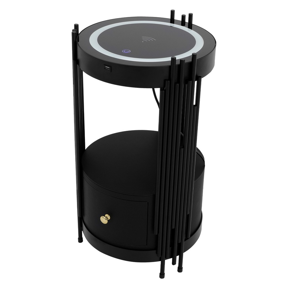 Smart Nightstand With Wireless Charging Station Bedside Table LED Side/End Table