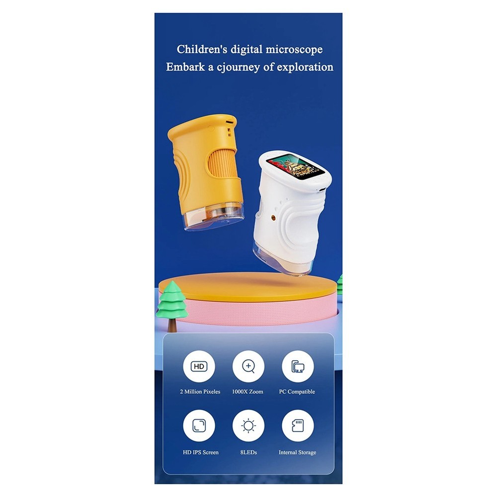 Handheld Microscope for Kids with 2In Screen 50-1000X Microscope9889