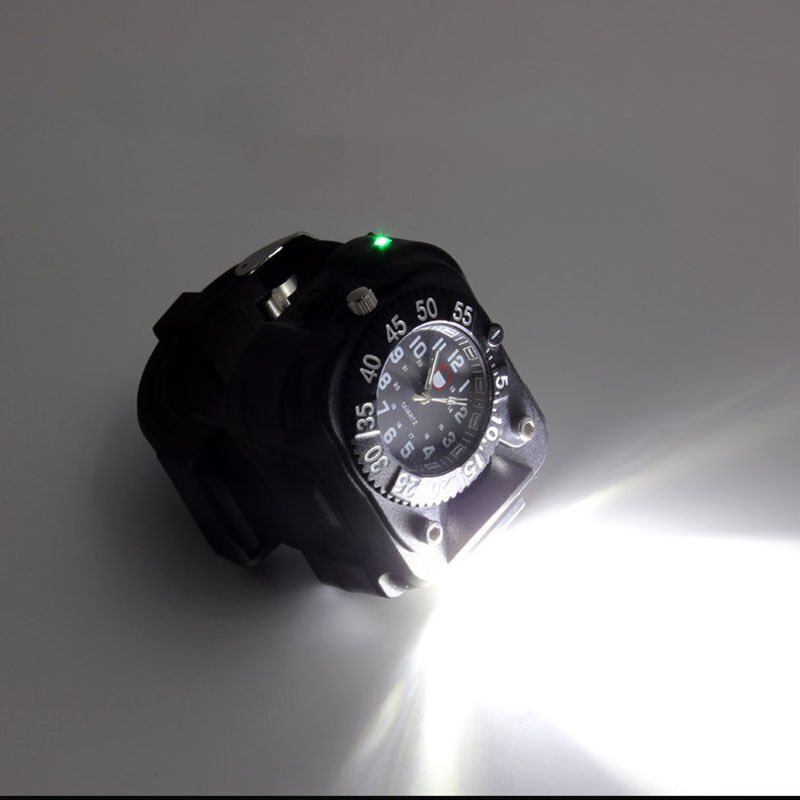 Tactical LED flashlight watch Rechargeable Wrist Watch Flashlight Light Torch