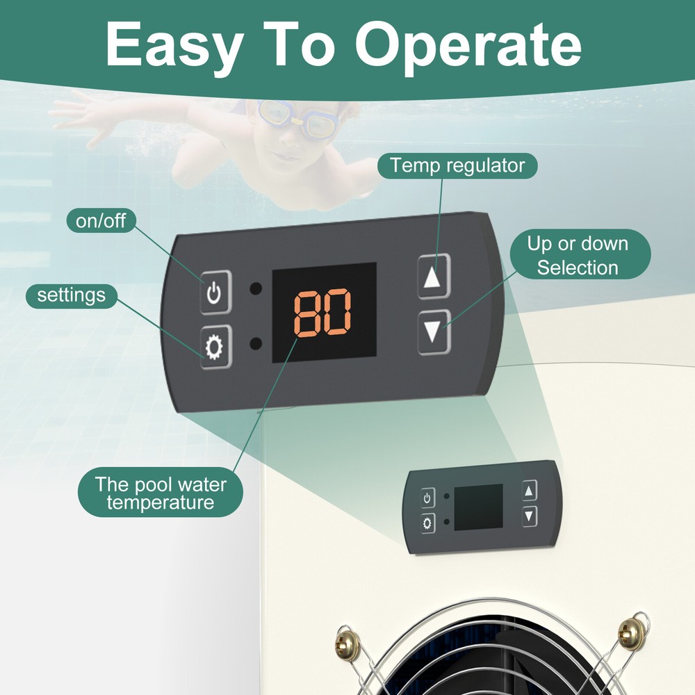 SLSY Pool Heaters for Above Ground Pool 15609BTU Elect. Pool Heater Pump 5000Gal