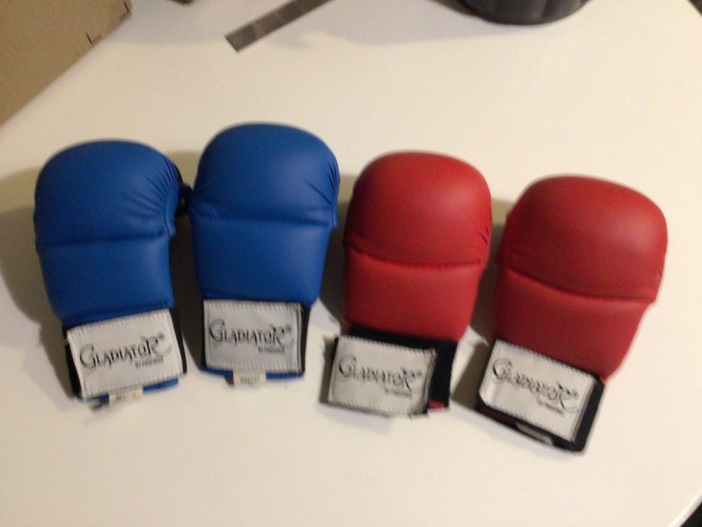 ProForce Gladiator karate sparring mitts. red and blue size medium