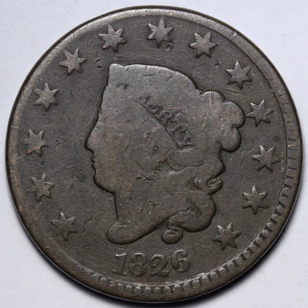 1826 Coronet Head Large Cent VG E109 UTKNM