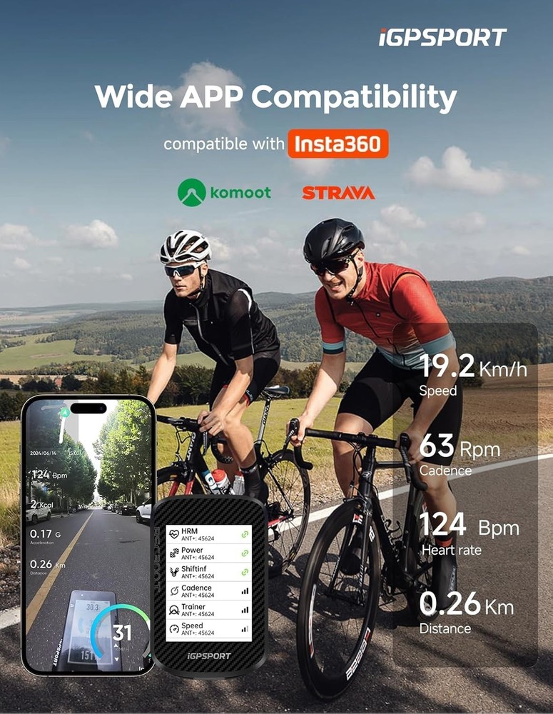 Wireless Bike Computer GPS, Touchscreen Offline MAP Navigation Off Course War...