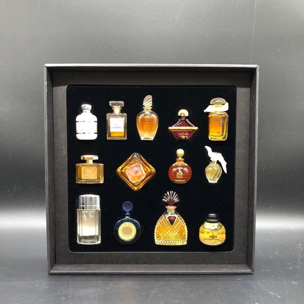 Miniature Perfume Bottles Collection Empty Bottles & Boxes Set Vtg Display Only