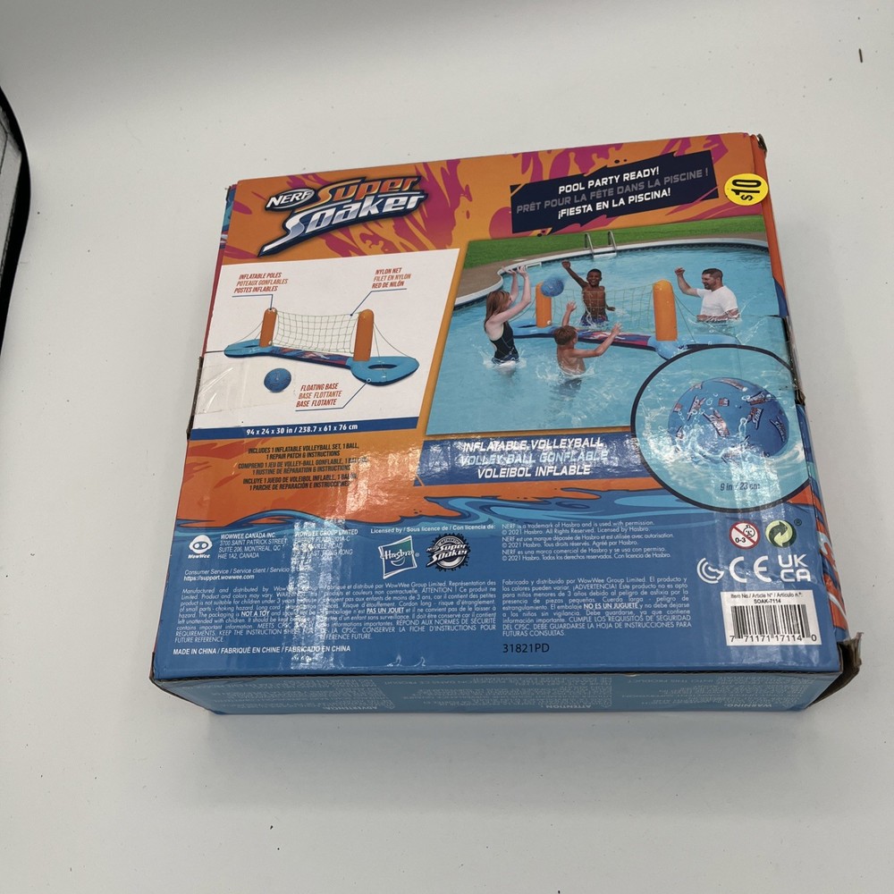 Nerf Super Soaker Pool Volleyball Set Inflatable Pool Float with Net and Ball
