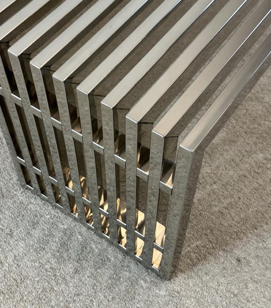 Mid-Century Modern Chrome Slatted Bench
