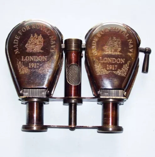 BRASS ANTIQUE BINOCULAR MARITIME VINTAGE GIFT FOLDABLE BINOCULARS TELESCOPE @